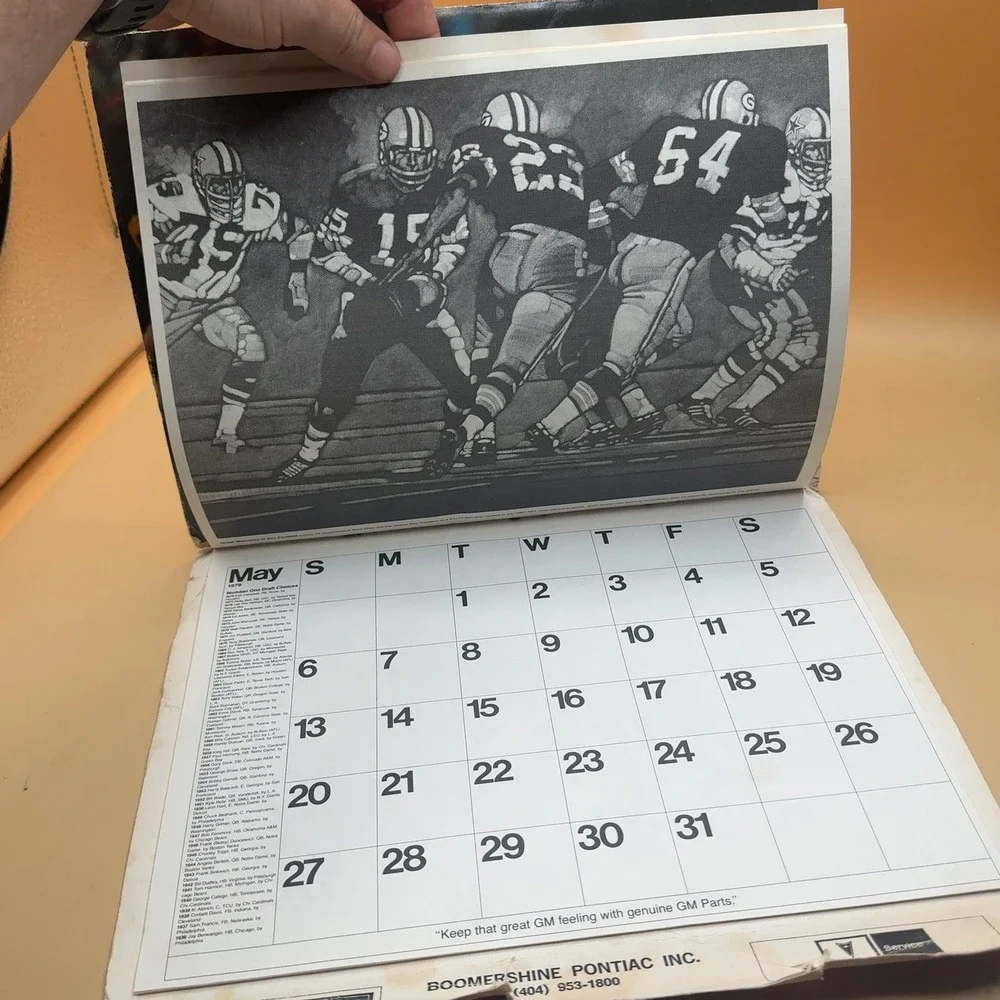 Vintage Atlanta Falcons 1978-79 Daily Memo Calendar Boomershine Pontiac
